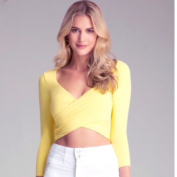 bebe Tops - Bebe wrap sexy club/party 3/4 sleeve crop top